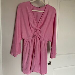 Zara Pink Ruched Mini Dress